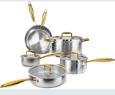 Gold Harlow Stainless Steel Cookware Set | 10 Pieces
