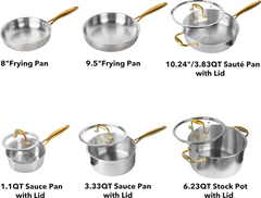 Gold Harlow Stainless Steel Cookware Set | 10 Pieces