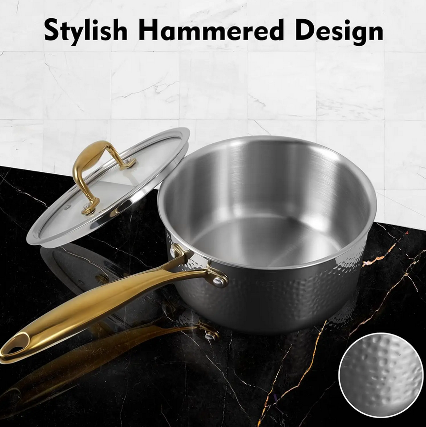 Gold Harlow Stainless Steel Cookware Set | 10 Pieces