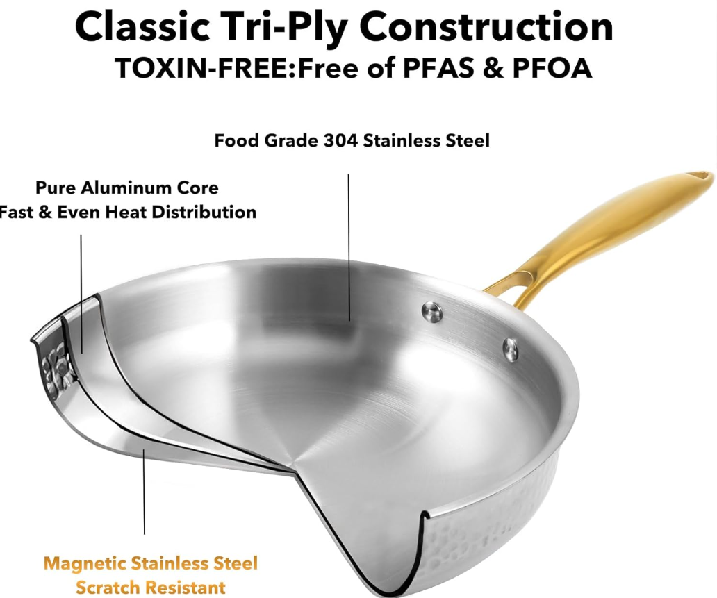 Gold Harlow Stainless Steel Cookware Set | 10 Pieces