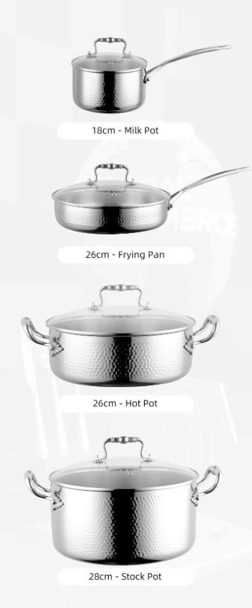 Maple Stainless Steel Cookware Set | 8 Pcs